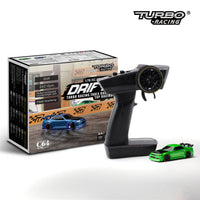Turbo Racing 1vs76 C64 Drift RC Car - Full Proportional Remote Control with Gyro - Ready to Race (RTR) - Blue & Green Models - Perfect for Kids & Adults