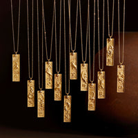 Zodiac Bar Tag Pendant Necklace – Engraved Celestial Jewelry in Titanium Steel