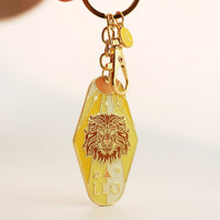Zodiac Sign Enamel Keychain - Celestial Birthday Gift for All 12 Zodiac Signs