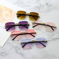 Trendy Frameless Square Gradient Sunglasses for Women — UV400 Protection & Stylish Shades