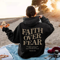 Faith Over Fear Christian Hoodie – Trendy Bible Verse Unisex Aesthetic Sweatshirt