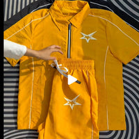 Patchwork Angel-Print Zip-Up Shirt Set