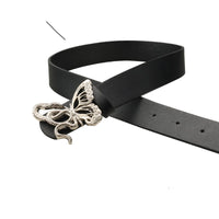 Men's Punk Snake & Butterfly Buckle Leather Belt - Edgy Rock Style Waist Belt