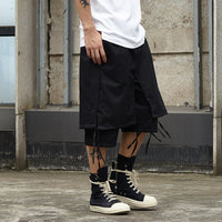 Men's Double-Layer Cropped Pants – Trendy Streetwear with Modern Splicing Design