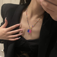 Y2K Rhinestone Gummy Bear Necklace – Candy Beaded Statement Jewelry