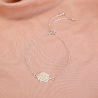 Glow-in-the-Dark Silver Brass Lotus Drop Oil Bracelet - Faith-Inspired Jewelry