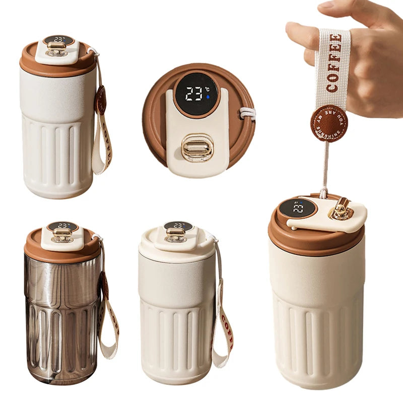Smart Digital Thermal Bottle Portable Coffee Mug Stainless Steel Water Bottle In-Car Insulated Cup Keep Cold Vacuum Flasks 450ml What Else You Got?