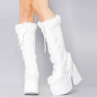 Elegant Women's Thick Heel Fur Boots - Stylish & Comfortable for Every Occasion