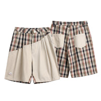 Men's Patchwork Cropped Pants – Colorblock Workwear Style Fifth-Length Pants