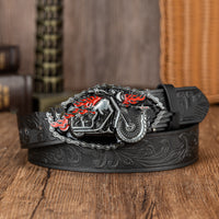 Retro European And American Scorpion Skull Design Personalized Denim Leather Belt