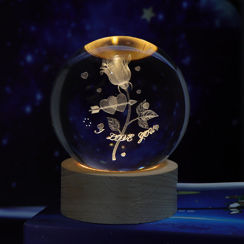 Luminous Starry Sky And Planets Moon Moon Crystal Ball Small Night Lamp Projection Ambience Light Creative Gift New Strange Gift What Else You Got?