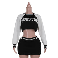 Women's Baseball Sweater & Skirt Set – Casual Street Style 2-Piece Outfit