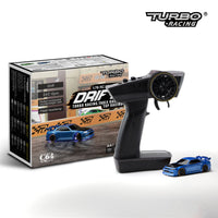 Turbo Racing 1vs76 C64 Drift RC Car - Full Proportional Remote Control with Gyro - Ready to Race (RTR) - Blue & Green Models - Perfect for Kids & Adults