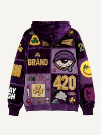 Psychedelic 420 Smoke Graphic Hoodie – Clover & All-Seeing Eye Streetwear