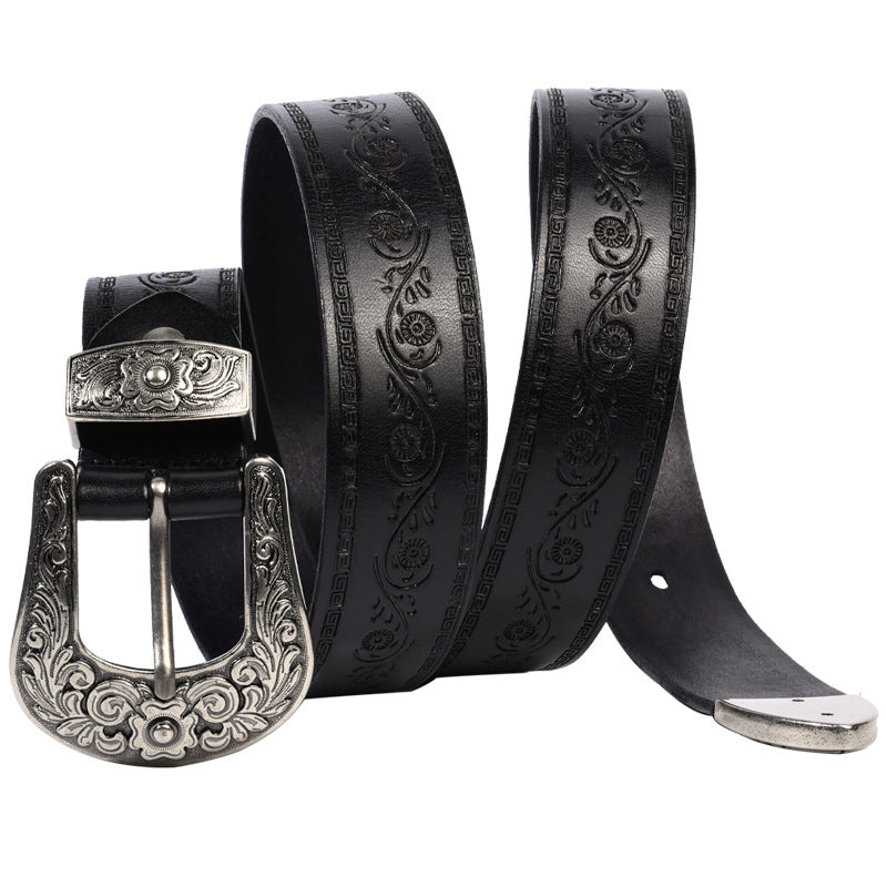 Embossed First Layer Cowhide Men's Mongolian Style Personalized Carved Belt What Else You Got?