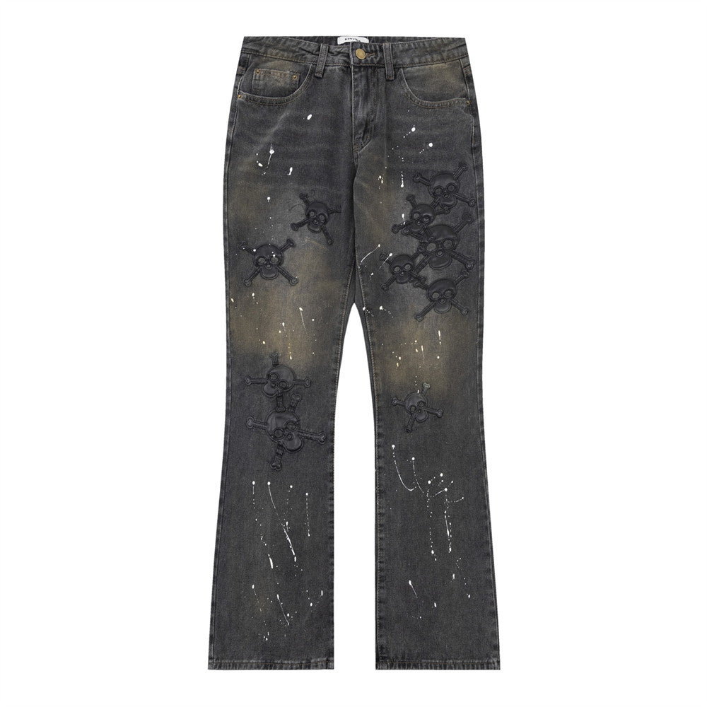 Men's Skull Cross Print Jeans