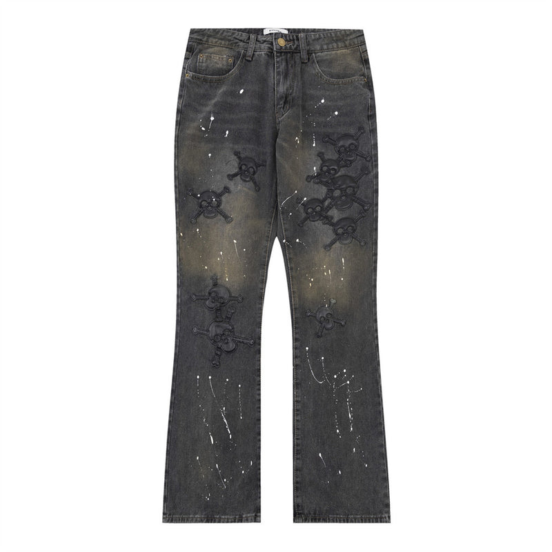 Fashion Dark Skull Cross Jeans For Men
