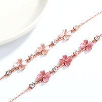 Opal Crystal & Zircon Diamond Heart Bracelet – Rose Gold Jewelry for Women, Luxury Gemstone Gift