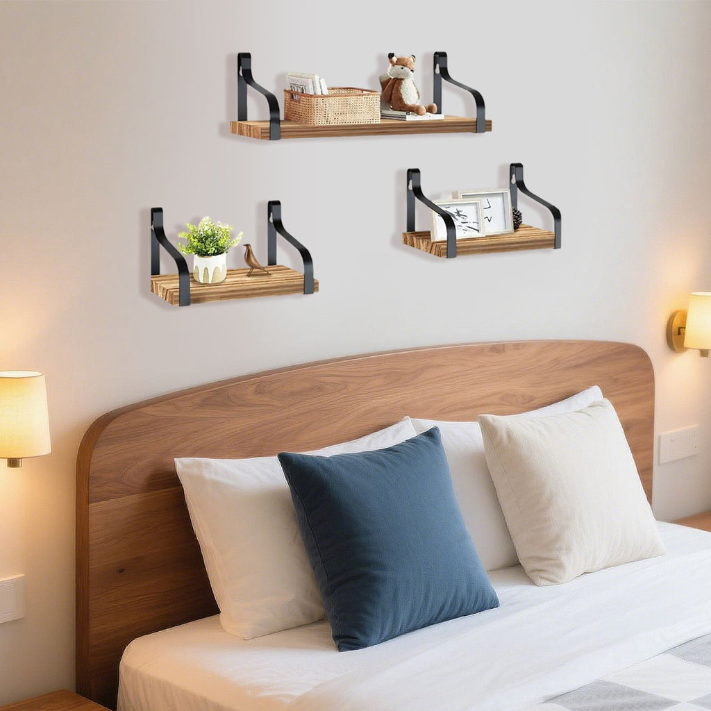 Rustic Farmhouse Floating Shelves Set of 3 - Wall Mounted Wood Shelf for Living Room Bedroom Kitchen What Else You Got?
