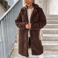 Heavenly Warmth Women’s Plush Lapel Longline Jacket – Cozy Minimalist Winter Coat (S–5XL)