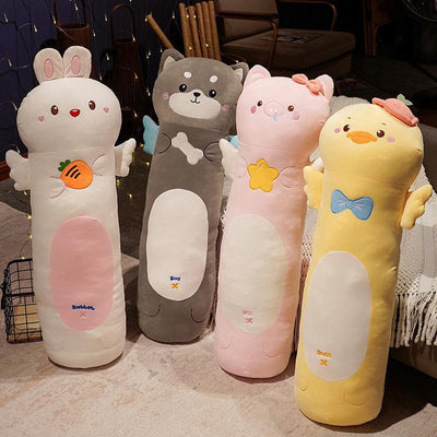 Removable Animal Plush Body Pillows – Washable Rabbit, Pig, Dog & Duck Cuddle Toys