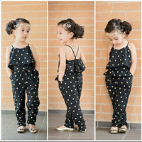 Adorable Cotton Polka Dot Girls Jumpsuit - Summer Outfit Set (2T-7T)