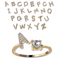 Custom Adjustable Initial Letter Ring – Personalized Jewelry for Women
