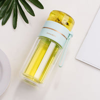 Elegant Glass Tea Infuser Bottle - Leakproof, Double-Wall, BPA-Free & Heat-Resistant (400-450ml)