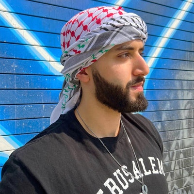 Men's Saudi Print Headscarf – Warm, Sun-Proof & Dustproof Square Scarf for All Seasons