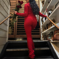Elegant Christian Hoodie & Pants Set - Zip Long Sleeve Sweater with High Waist Trousers (Women's)