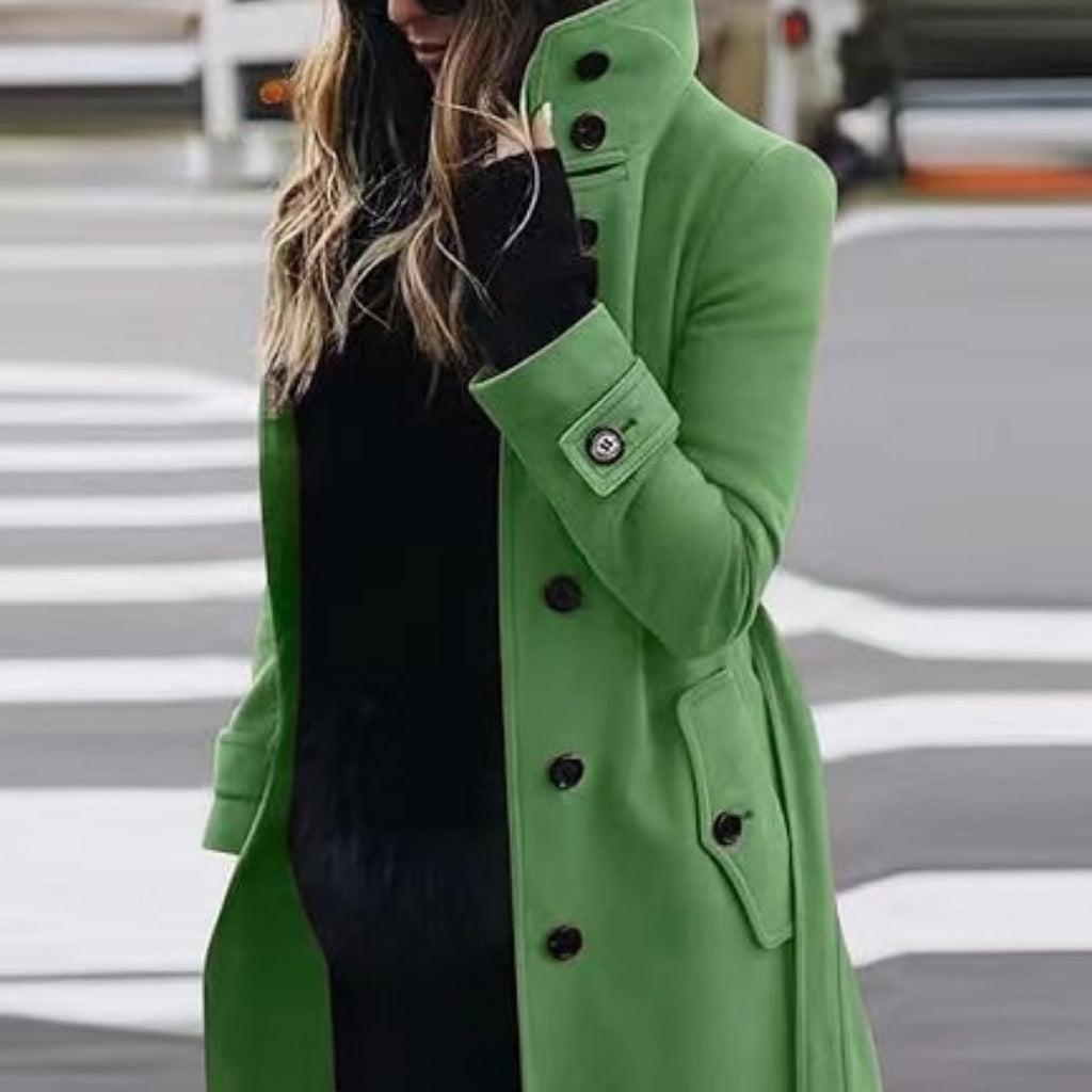 Women’s Medium‑Length Casual Polyester Coat – Long Sleeve Solid Color Jacket What Else You Got?