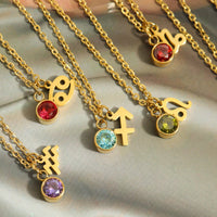 Zodiac Zircon Constellation Necklace – 5mm Charm for Women, Korean Style Jewelry
