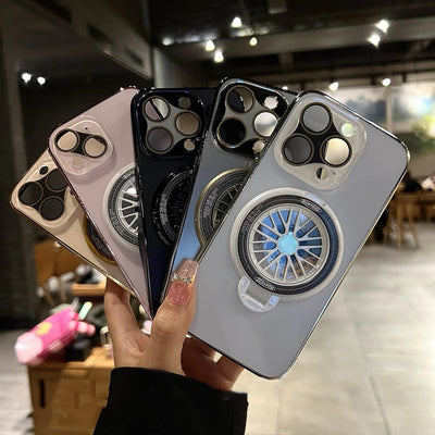 Divine Protection: Frosted Magnetic Rotating Phone Case for iPhone