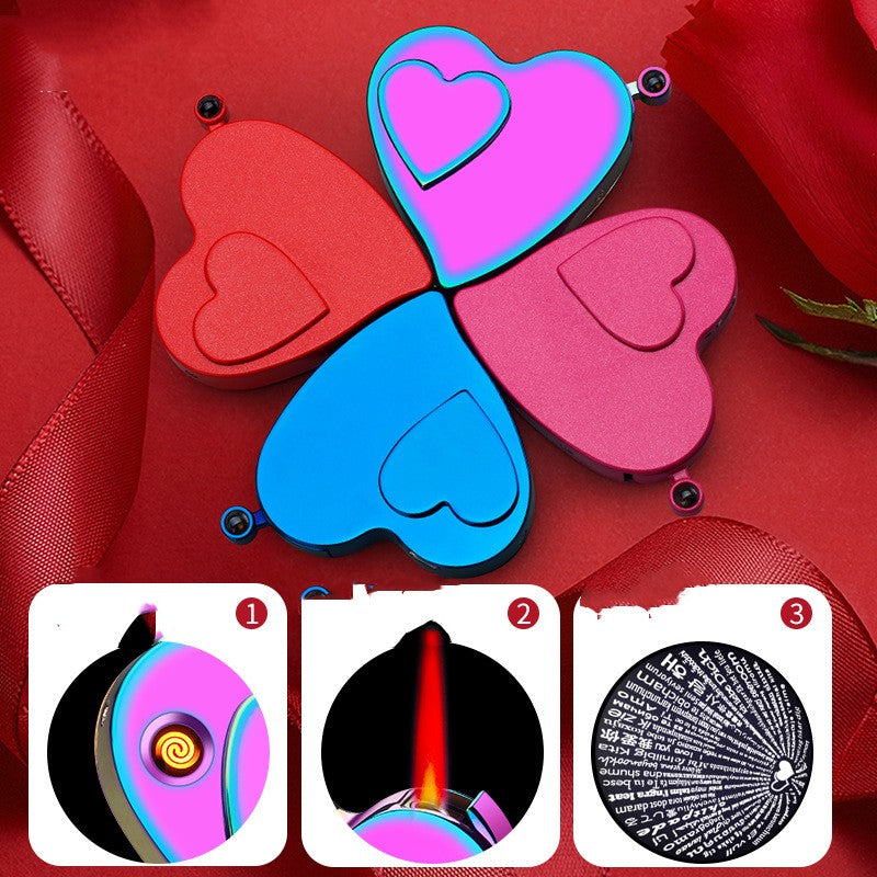 Heart-Shaped Dual Flame USB Rechargeable Windproof Lighter – Luxury Metal Gift What Else You Got?