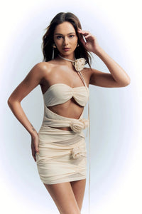 Graceful Summer Halter Dress | Elegant French Hollow Design | Modest & Stylish | Perfect for Church & Everyday Wear