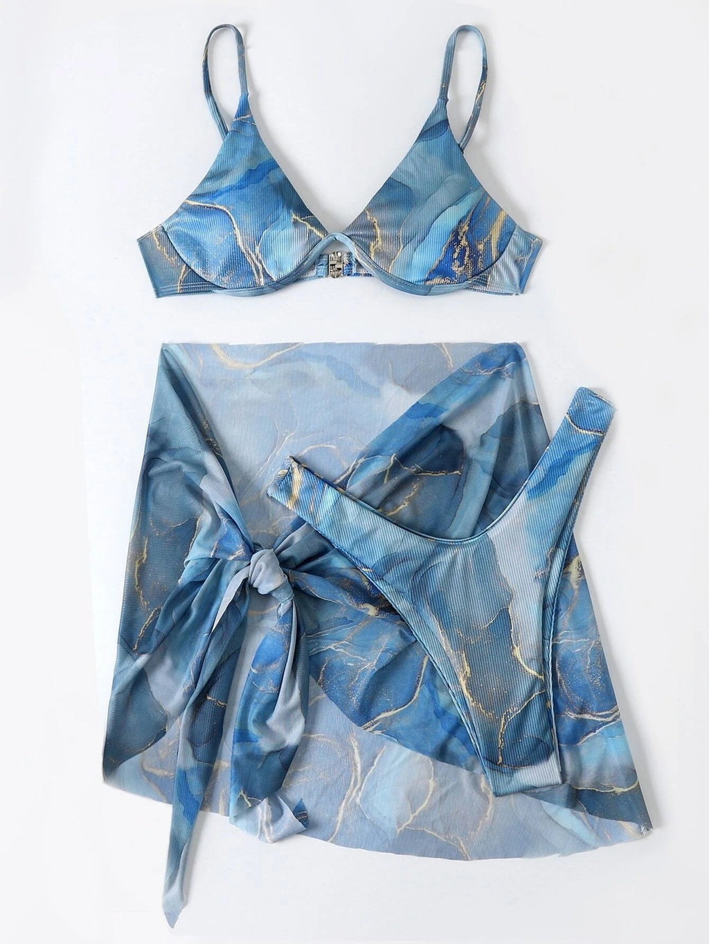 Marble Printed Lingerie 3pcs Bikini Swimwear Summer What Else You Got?