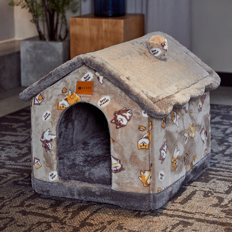 Foldable Winter Pet House – Warm Enclosed Dog & Cat Bed with Soft Plush Interior What Else You Got?