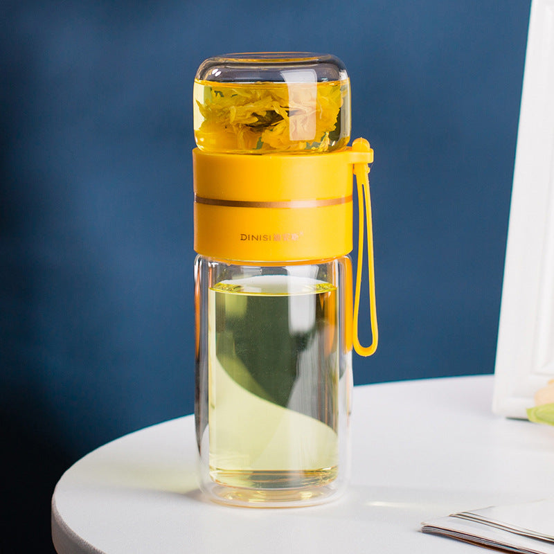 Glass Water Bottle With Tea Infuser Filter Tea Separation Double Wall Glass Bottle Leakproof Water Bottle What Else You Got?