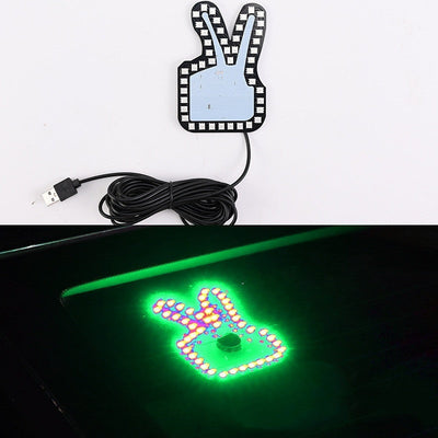 Car LED Light USB Plug-In – Hand Gesture Interior Accent (Thumbs Up, OK, Scissor)