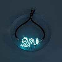 Glow-in-the-Dark Silver Dragon Leather Bracelet – Adjustable Zinc Alloy Jewelry