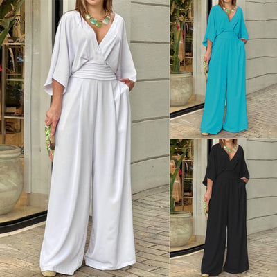 Elegant Women's Jumpsuit - V-Neck Summer Fashion in Trendy Styles