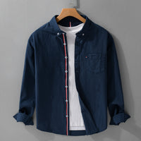 Classic British Oxford Shirt for Men - Premium Cotton Blend - Spring & Autumn Style