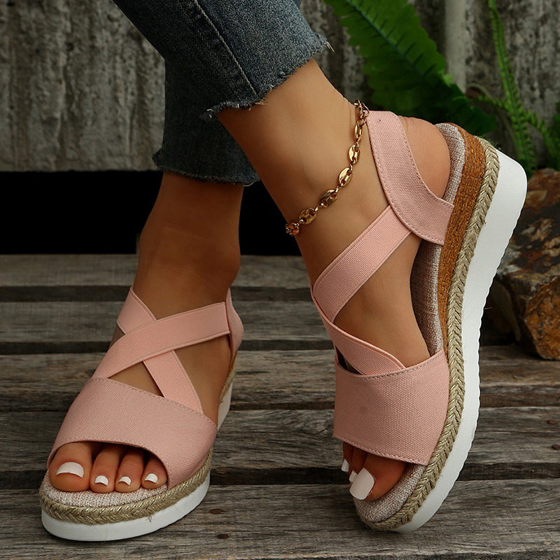 Wedge Sandals For Women Cross-strap Platform Gladiator Hemp Heel Shoes Summer What Else You Got?
