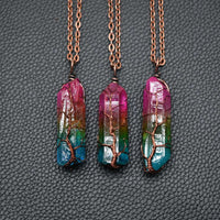 Tree of Life Crystal Pillar Pendant Necklace - Faith-Inspired Jewelry for Women & Men