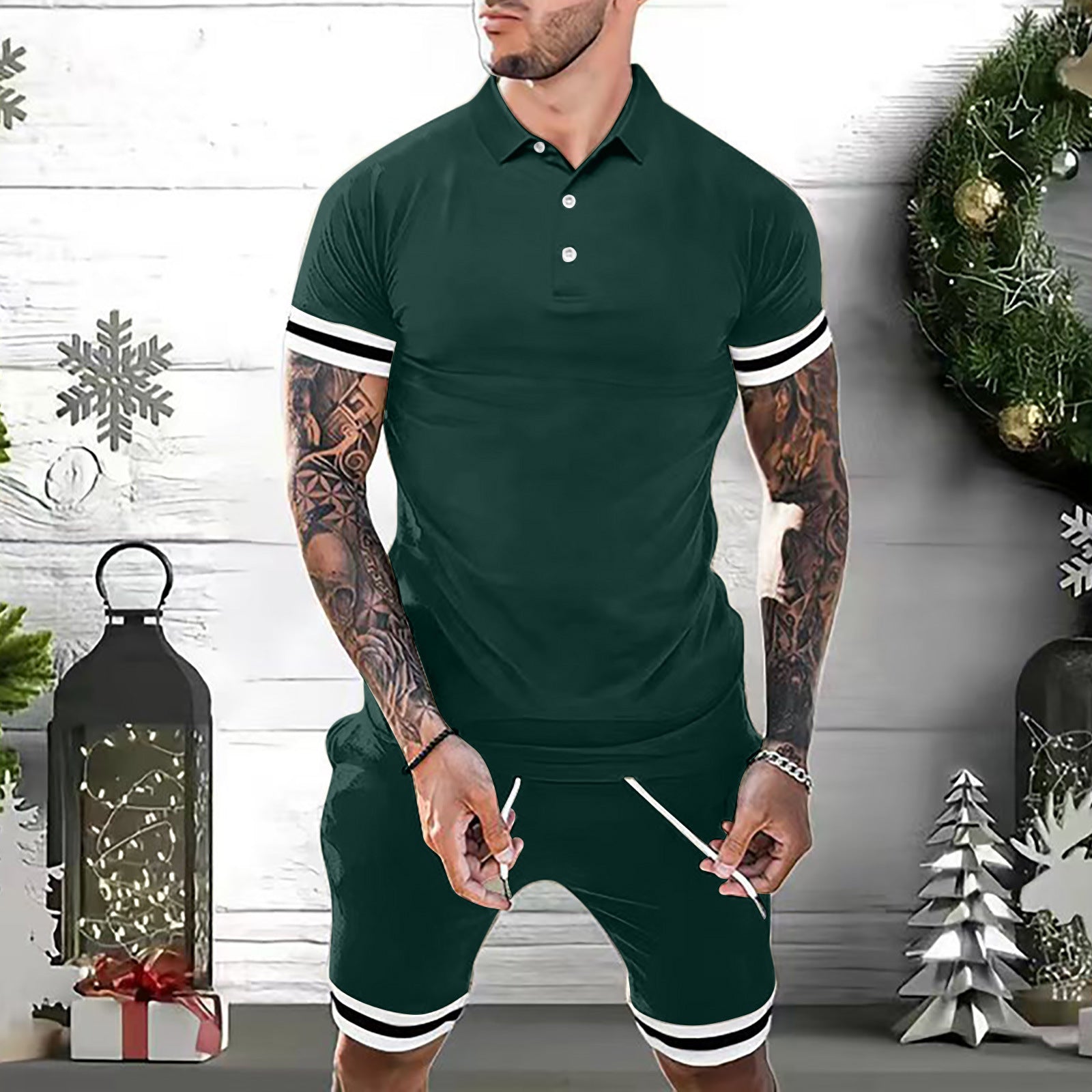 Mens Short Sets 2 Piece Outfits Polo Shirt Fashion Summer Tracksuits Casual Set Short Sleeve And Shorts Set For Men What Else You Got?