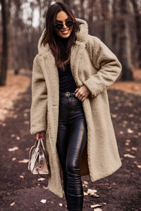 Elegant Teddy Coat for Women - Plush Faux Fleece Warm Winter Jacket with Hood (Autumn/Winter Fashion)