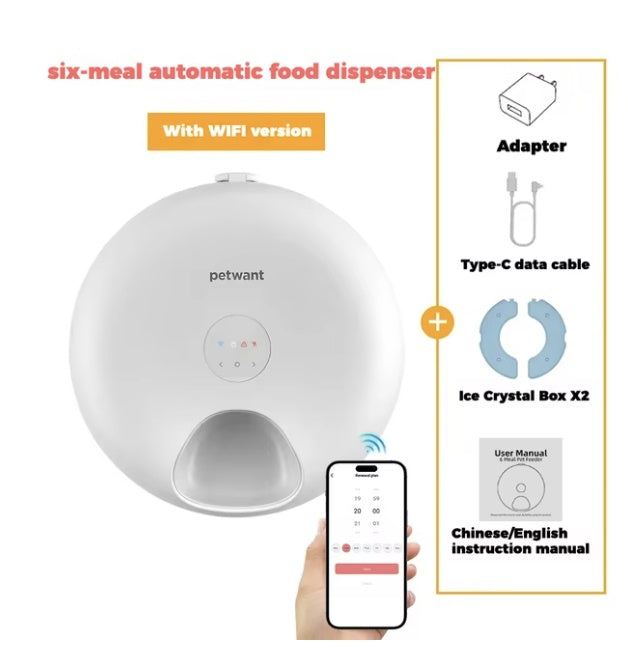 Donut Frost WiFi 6 Meal Automatic Cat Food Dispenser With App Control, Dry & Wet Food Automatic Cat Feeder, Smart Dog Feeder With Two Ice Packs, Programmable Timer, Holds 6 X Of Food What Else You Got?