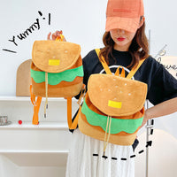 Adorable Hamburger Plush Backpack - Cute Cartoon Burger Coin Purse for Kids & Girls - Soft School Bookbag