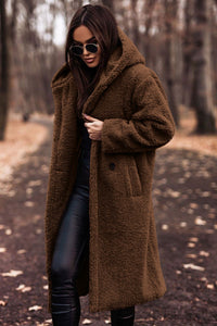 Elegant Teddy Coat for Women - Plush Faux Fleece Warm Winter Jacket with Hood (Autumn/Winter Fashion)