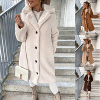 Heavenly Warmth Women’s Plush Lapel Longline Jacket – Cozy Minimalist Winter Coat (S–5XL)